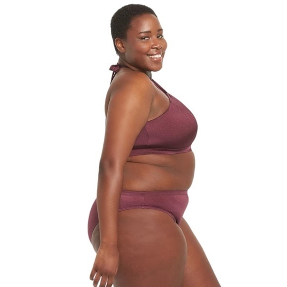 Lane Bryant NWOT High-Neck Cutout Swim Bikini Top- Grape Wine - Picture 2 of 4